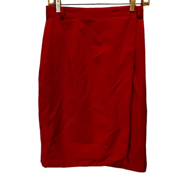 Vintage‎ Sandra Roth Ciaosport Wraparound Red Wool Skirt - Picture 1 of 4